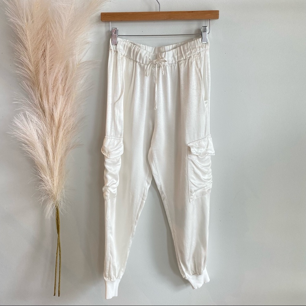 LNA White Cargo Jogger Pants